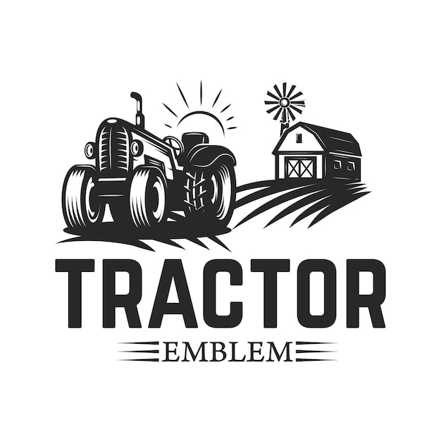 Premium Vector | Emblem template with tractor