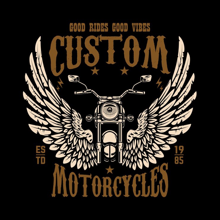 Vector emblem template with winged motorcycle. design element for poster, t shirt, sign, badge. 