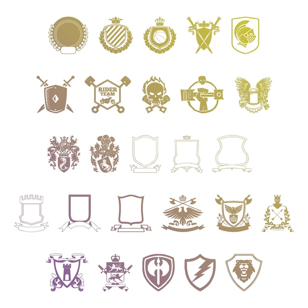 emblem vol items gradient effect photo jpg vector set