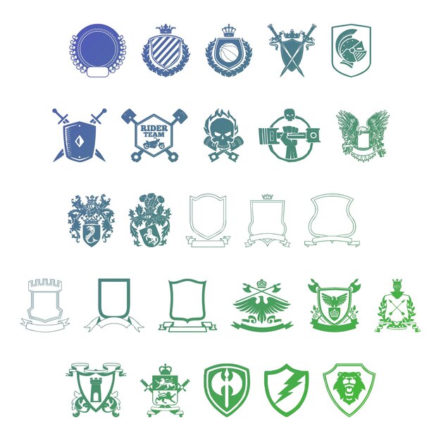 Vector emblem vol items gradient effect photo jpg vector set