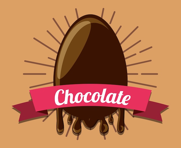 Эмблема с иконкой шоколадного яйца на коричневом фоне
