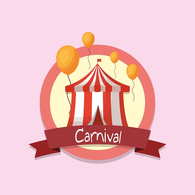 emblem with circus tent and balloon 