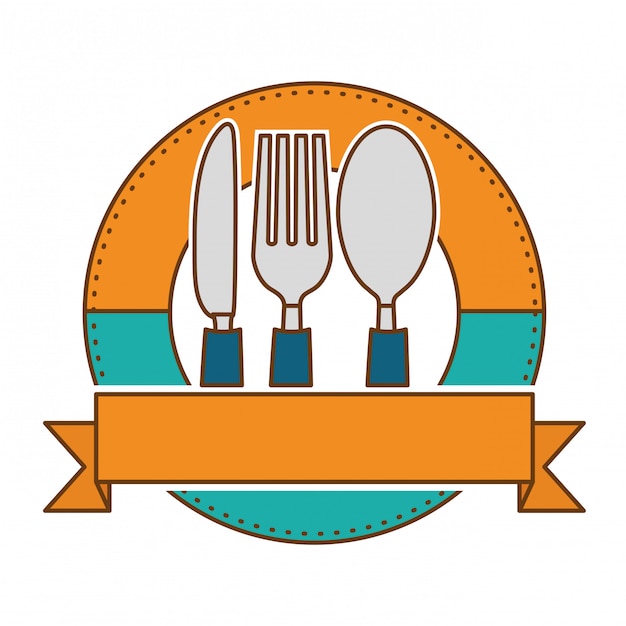 Emblem with cutlery