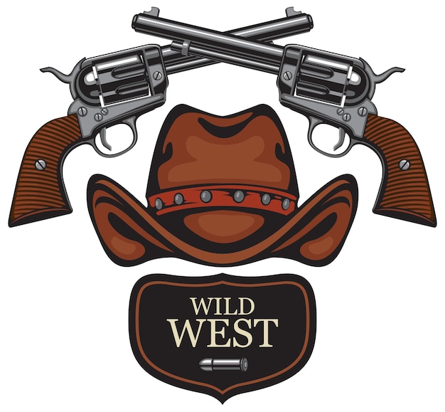 Эмблема с револьверами и ковбойской шляпой