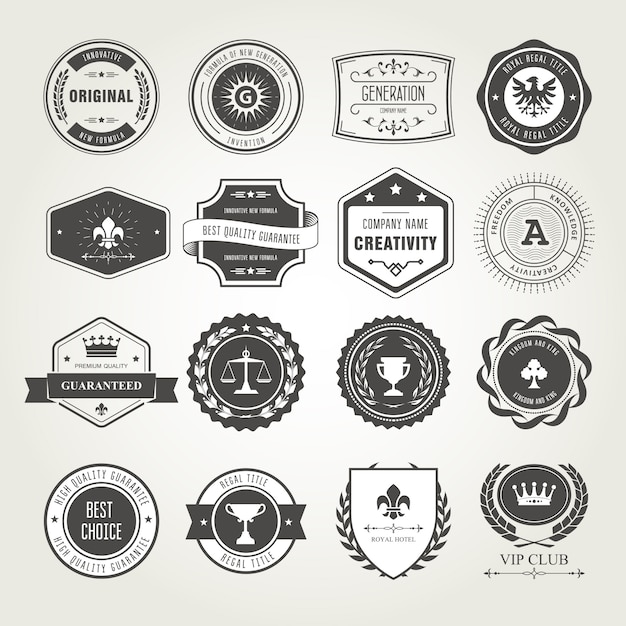 Vector emblems, badges and stamps set - awards and seals designs