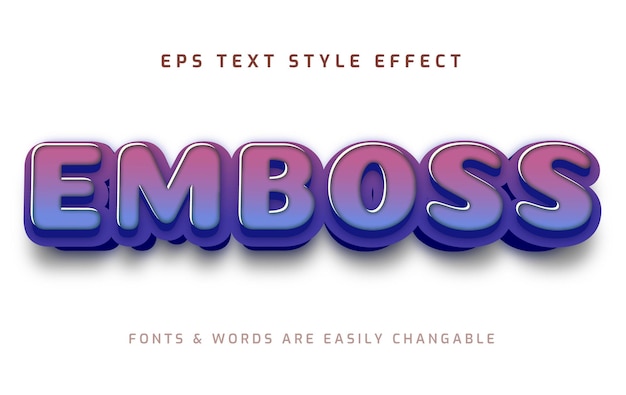 Vector emboss 3d editable text effect style