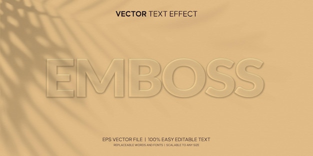 Vector emboss realistic style editable text effect