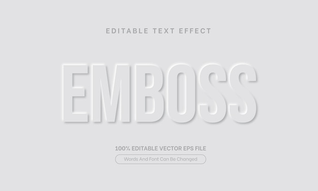 Vector emboss white text effect style editable embossed text effect