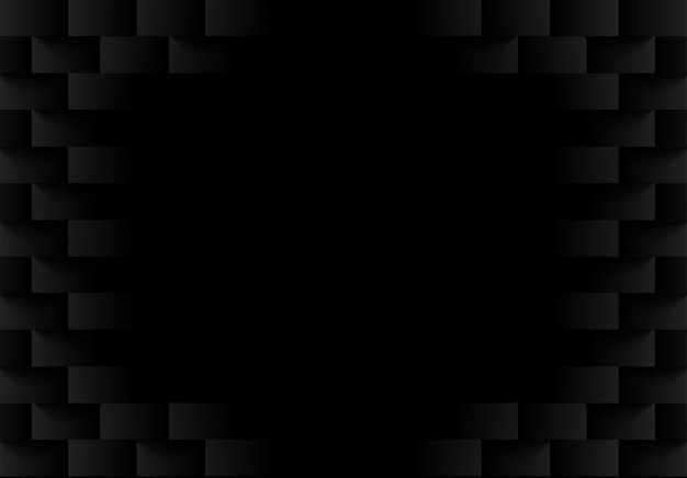 Vector embossed geometric square black background.