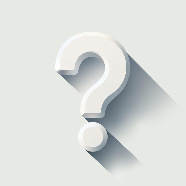Embossed question mark white background