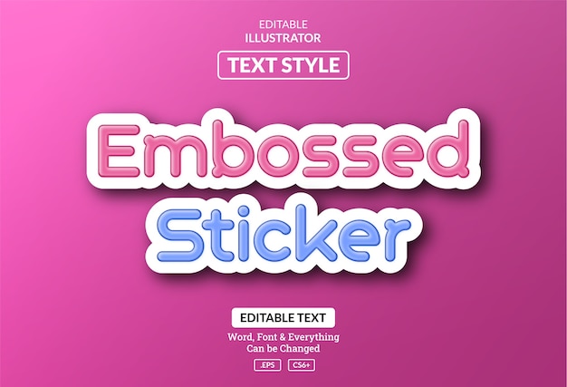 Embossed sticker style, Editable text effect