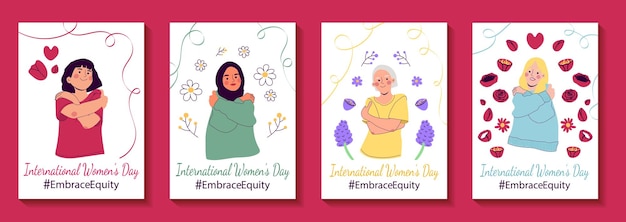 Embrace equity International women39s day cards vector illustration