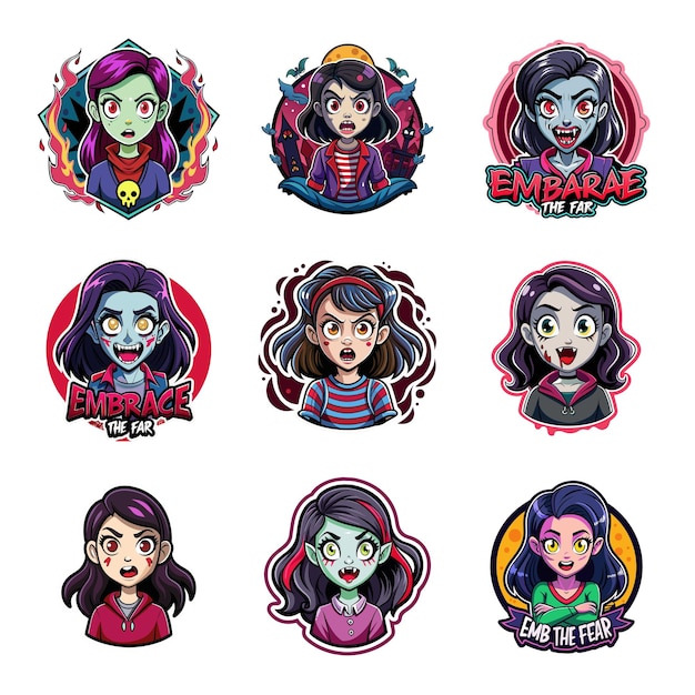 Vector embrace the fear with our chilling attitude horror girl sticker