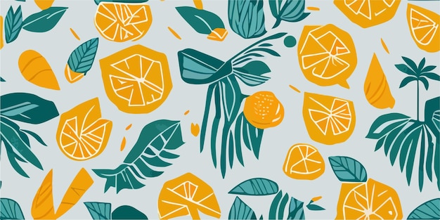 여름 열대 오렌지 패턴의 리듬 수용