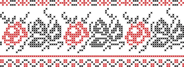 Embroidered crossstitch ornament national pattern Ukrainian Slavic