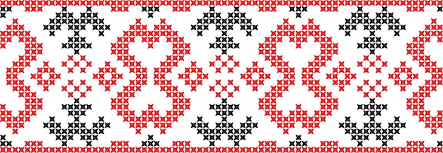 Embroidered crossstitch ornament national pattern Ukrainian Slavic