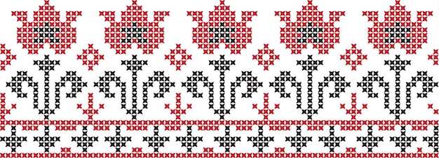 Embroidered crossstitch ornament national pattern Ukrainian Slavic