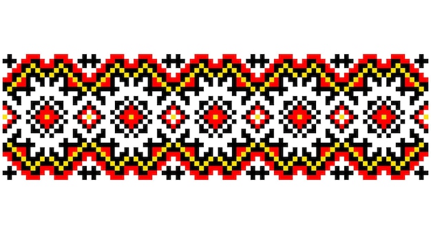 Vector embroidered good like old handmade crossstitch ethnic ukraine pattern ukrainian towel ornament rushnyk called vector