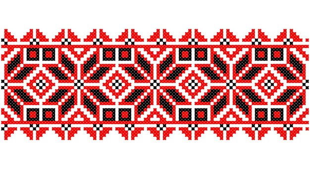 Traditional Ukrainian Towel Ornament With Ethnic Crossstitch