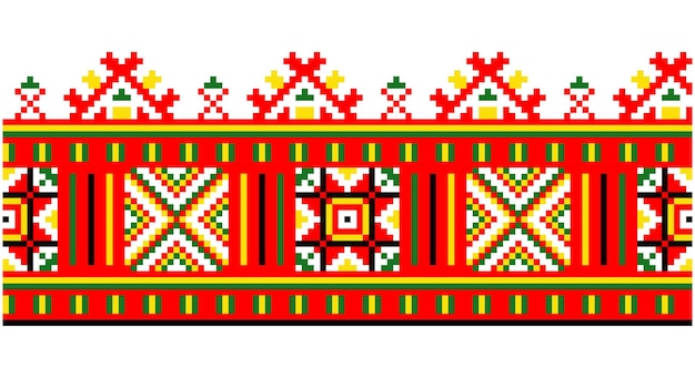 Vector embroidered good like old handmade crossstitch ethnic ukraine pattern ukrainian towel ornament rushnyk called vector