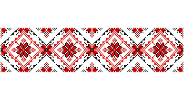 Vector embroidered good like old handmade crossstitch ethnic ukraine pattern ukrainian towel ornament rushnyk called vector