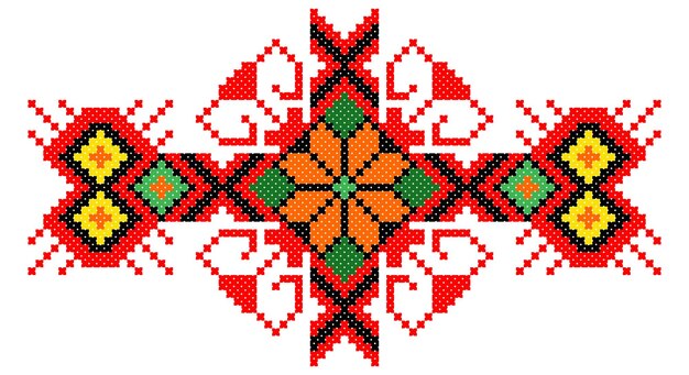 Vector embroidered good like old handmade crossstitch ethnic ukraine pattern ukrainian towel ornament rushnyk called vector