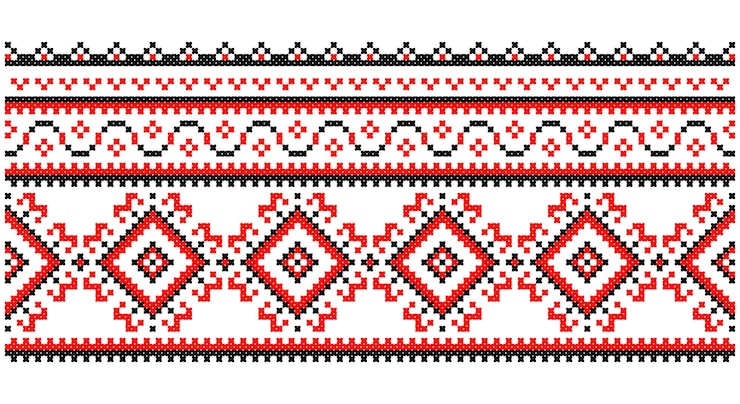 Vector embroidered good like old handmade crossstitch ethnic ukraine pattern ukrainian towel ornament rushnyk called vector