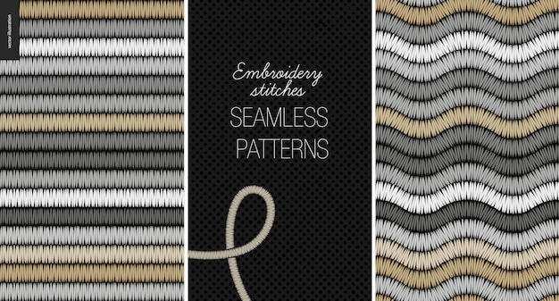 Embroidery satin stitch seamless pattern