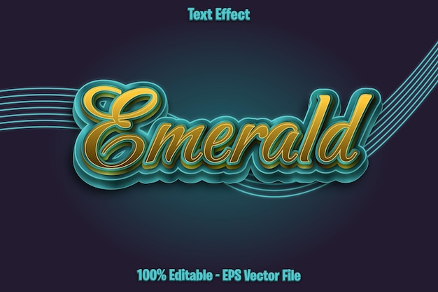 Emerald bewerkbaar teksteffect 3d reliëfverloopstijlontwerp