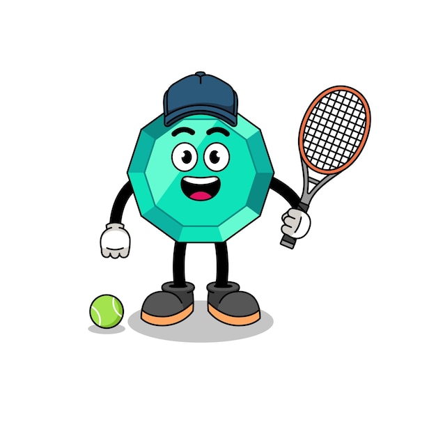 Emerald edelsteen illustratie als een tennisser