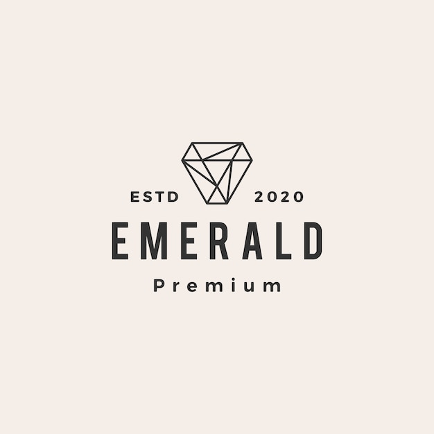 Emerald gem hipster vintage logo