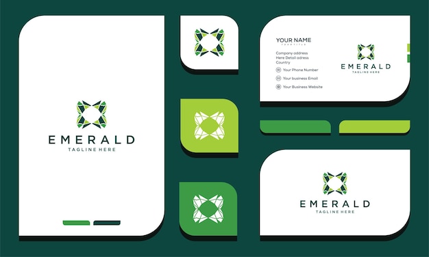 emerald gem logo vector icon illustration. logo and business card