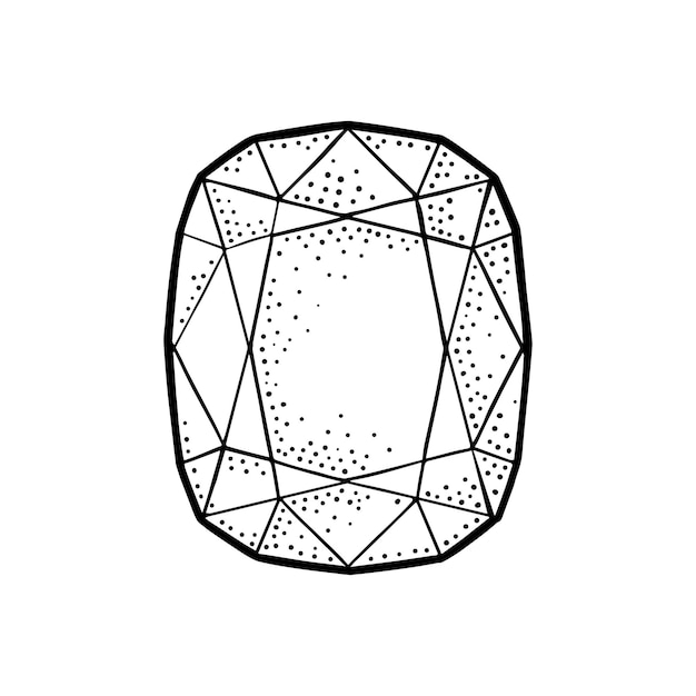 Изумрудный драгоценный камень Винтажная черная векторная гравировка иллюстрация для паутины этикетки плаката Изолированный на белом фоне Ручной рисунок элемента дизайна