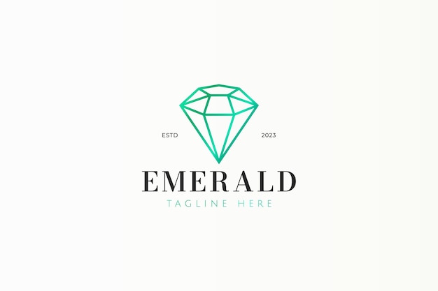 Emerald Gemstone Logo Sieraden Mode Vrouwelijke Geometrische Stijl Logo Concept