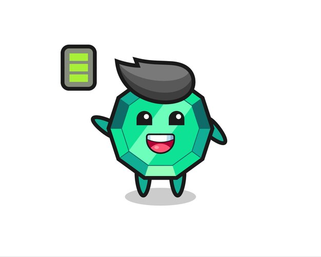 Emerald gemstone mascot character with energetic gesture , cute style design for t shirt, sticker, logo element