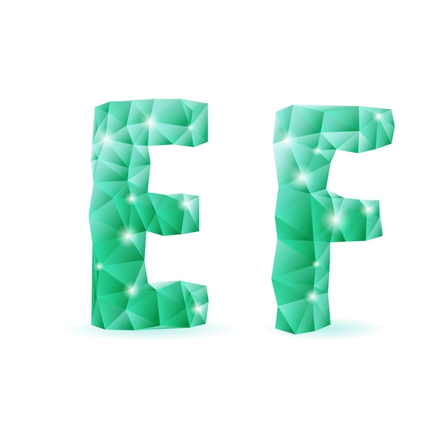 Emerald green polygonal font