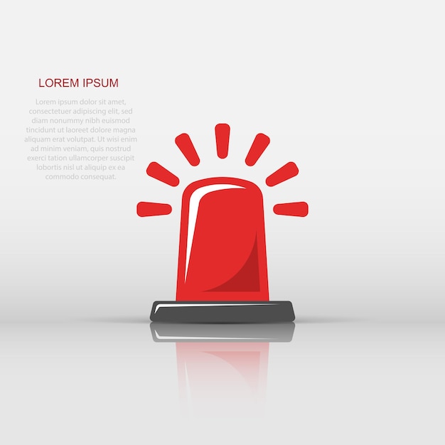 Vector emergency alarm icon in flat style alert lamp vector illustration on isolated background police urgency sign business concept