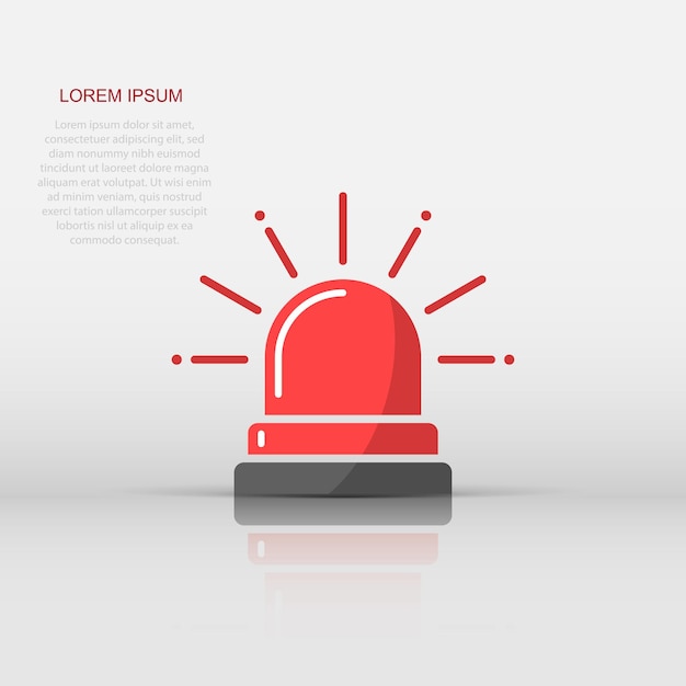 Emergency alarm icon in flat style Alert lamp vector illustration on isolated background Police urgency sign business concept