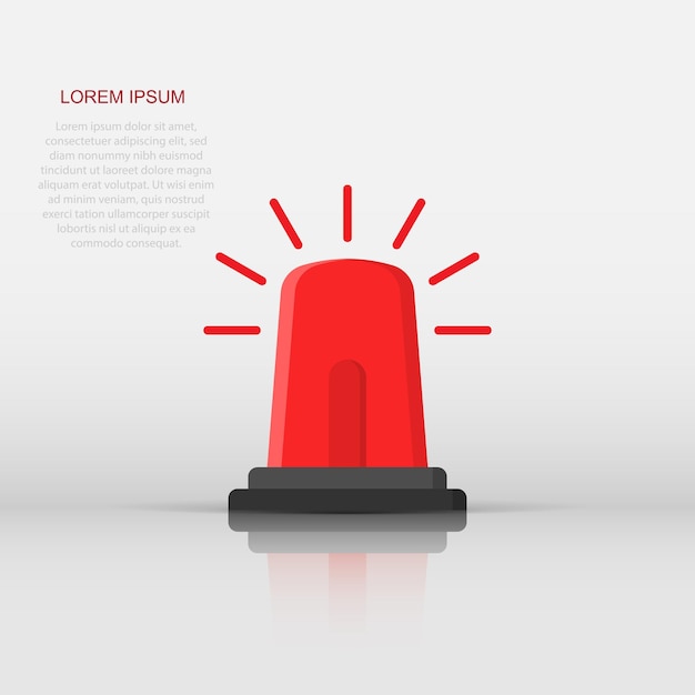 Vector emergency alarm icon in flat style alert lamp vector illustration on isolated background police urgency sign business concept