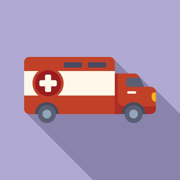 Vector emergency ambulance car icon flat vector patient treatment