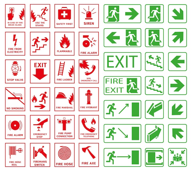 ベクトル 火災時の緊急集合場所の行動 応急処置のシンボル