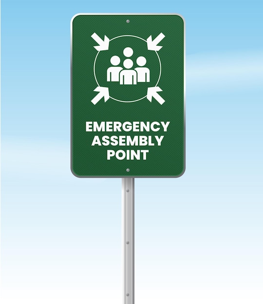 Emergency assembly point realistic sign vector