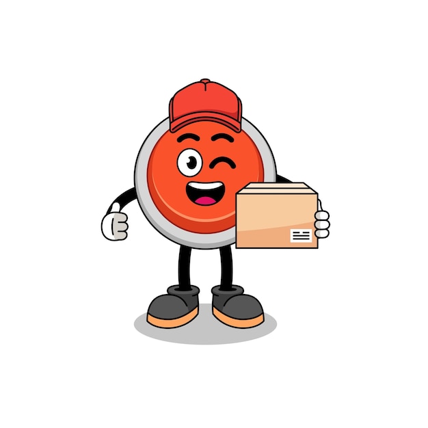 Emergency button mascot cartoon as an courier