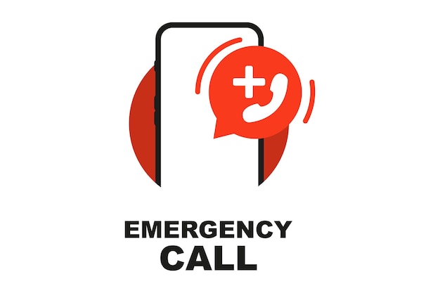 Emergency call Flat illustration with red emergency call for concept design Emergency call center app Hotline for help desk Vector illustration