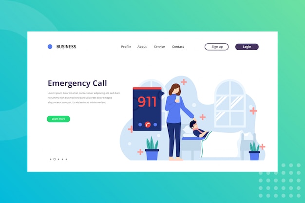 Emergency Call Illustration for Medical Concept on Landing Page