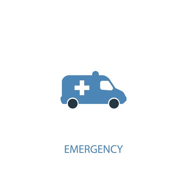 緊急コンセプト2色のアイコン。シンプルな青い要素のイラスト。緊急コンセプトシンボルデザイン。 WebおよびモバイルUI / UXに使用できます