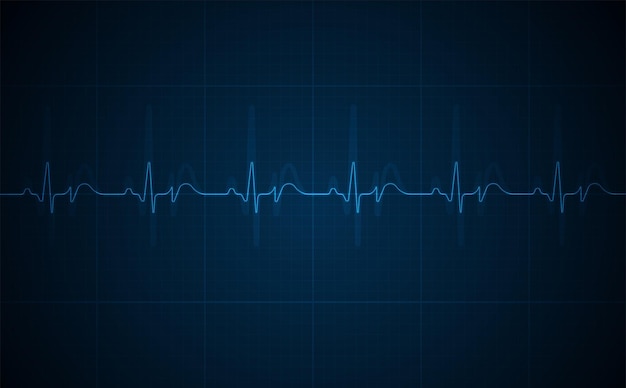 ベクトル 緊急心電図モニタリング 青く輝くネオンの心拍数 心拍数 心電図