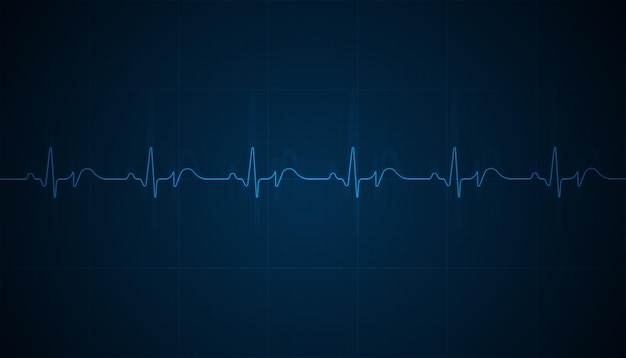 벡터 응급 ekg 모니터링 파란색 반이는 네온 심장 박동 심장 박자 전기 심장 사진