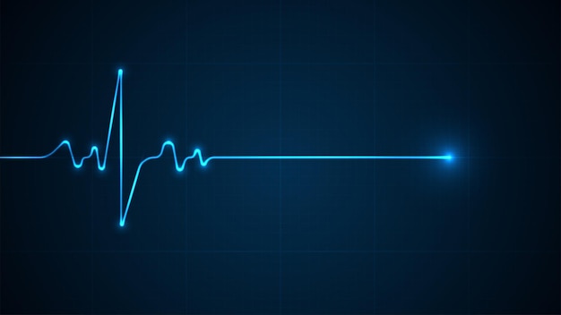 Vettore monitoraggio ekg di emergenza. impulso cardiaco al neon blu brillante. battito cardiaco. elettrocardiogramma