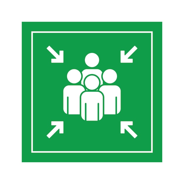 Emergency evacuation assembly point sign vector illustration